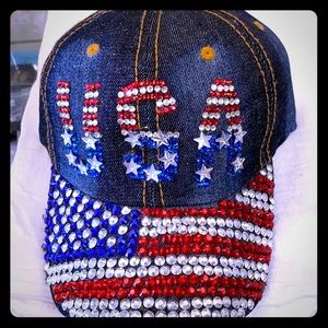 USA Rhinestone ball cap